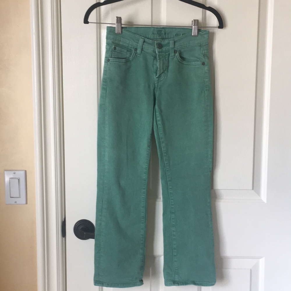 7 SEVEN FOR MANKIND ANKLE CROP JEANS TEAL 23